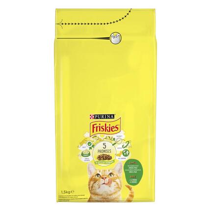 FRISKIES Gatto Crocchette Adult - Con un gustoso mix di Coniglio e Pollo e con verdure