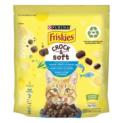 FRISKIES Gatto Crocchette Crock & Soft - Con un gustoso mix di Salmone e Tonno e con Verdure