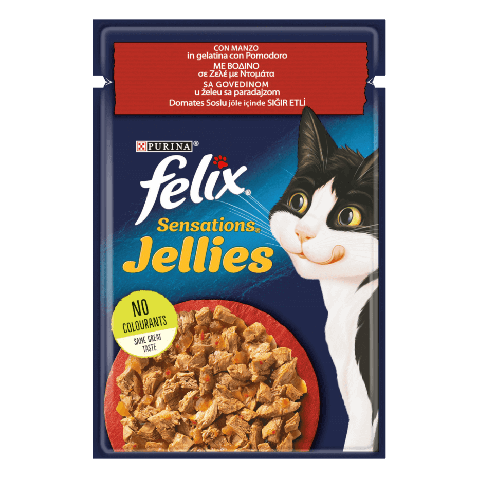 FELIX Sensations Jellies Gatto Con Manzo e Pomodoro