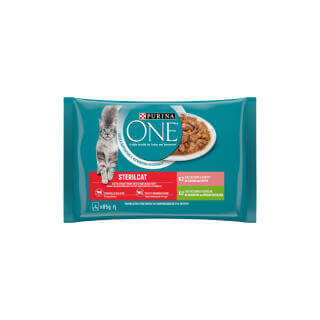 PURINA ONE Filettini in salsa Gatto Sterilcat Con Salmone e Carote, con Tacchino e Fagiolini